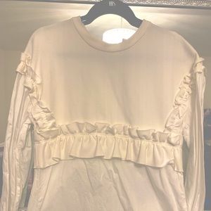 Zara White 2 tone top with ruffle detail